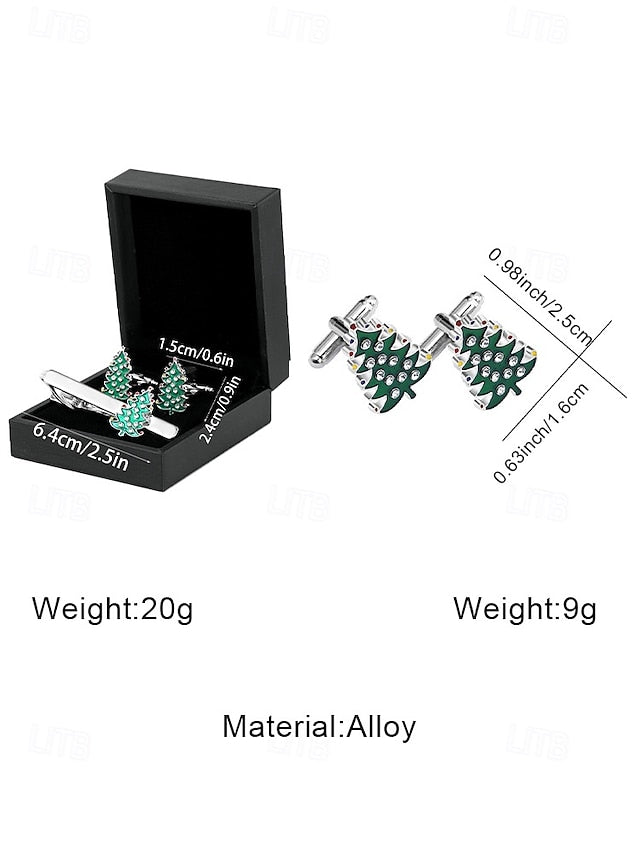Tie Men's Set Cufflinks - Tree and Festive Clip Christmas