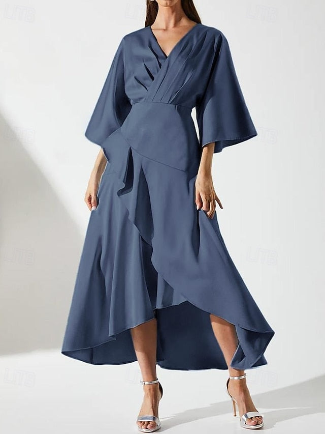 SkyA-Line Luxurious Mother Simple of Bride the V Elegant Dress