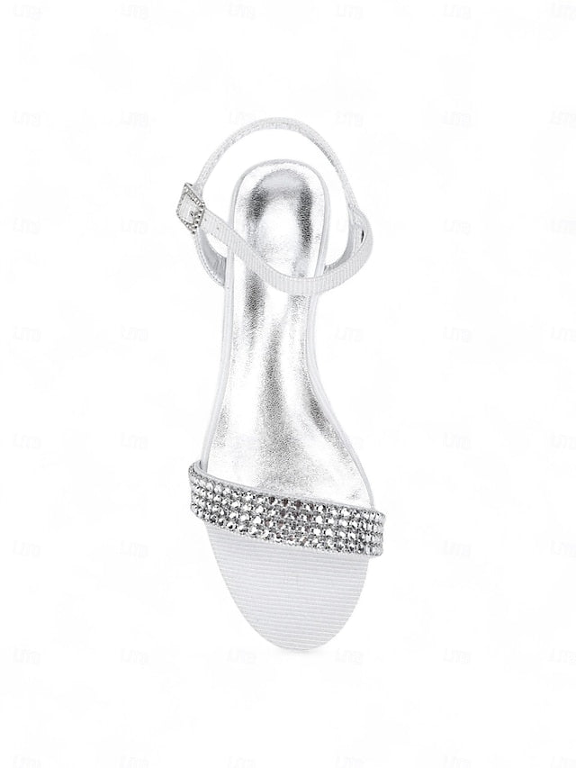 Champagne Wedge Women's Sandals Open Rhinestone - Toe
