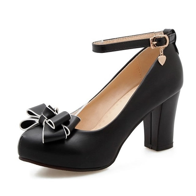 Lolita Shoes Dress Heels PU Cosplay Girls' Heel Daily