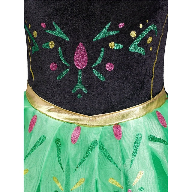 Princess Anna Party Flower Fairytale Frozen Theme Dress Girl