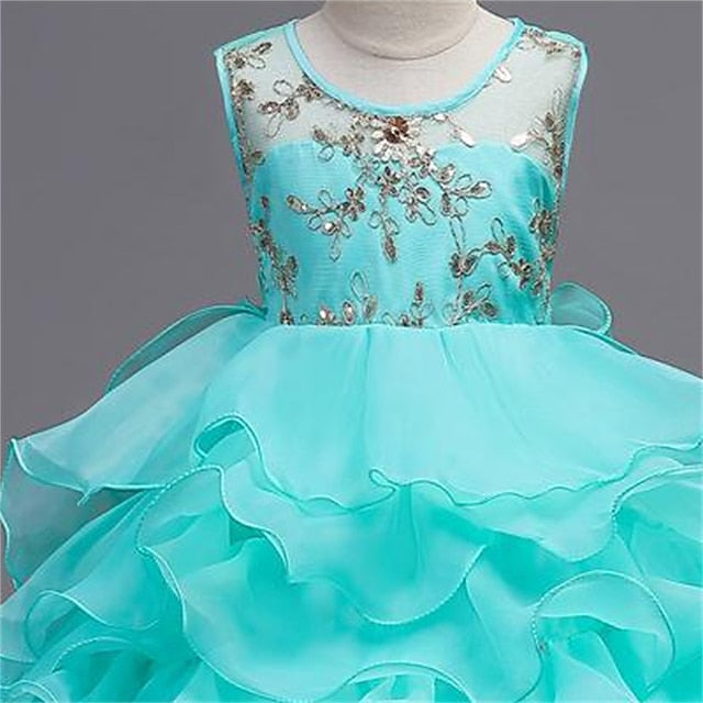 Floral Ruffle Kids Wedding Girls' Summer Dress 4-13 Party