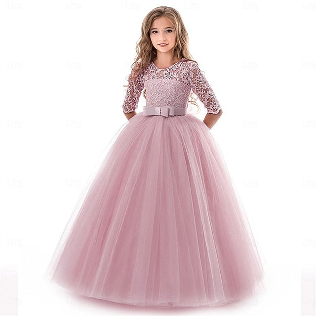 Girls' Dress Solid Flower Kids Colored Girl Wedding