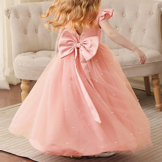 Dress Color Solid Flower Kids Party Girls' Girl