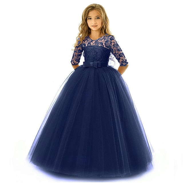 Dress Girls' Wedding Flower Girl Half Sleeve Kids