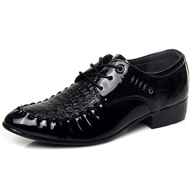Crocodile Patent Faux Black Men's Shoes Leather