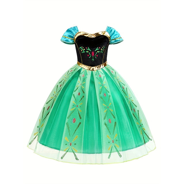 Princess Anna Party Flower Fairytale Frozen Theme Dress Girl