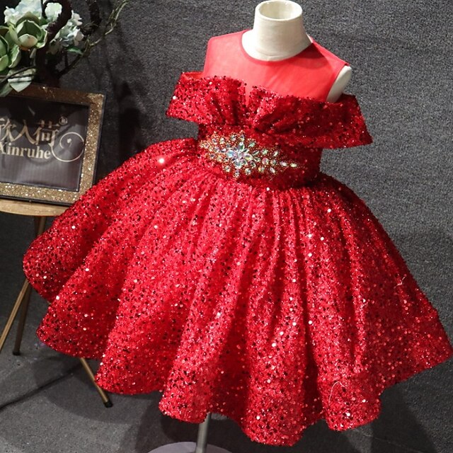 Dress Color Party Sleeve Kids Short Girls' Solid