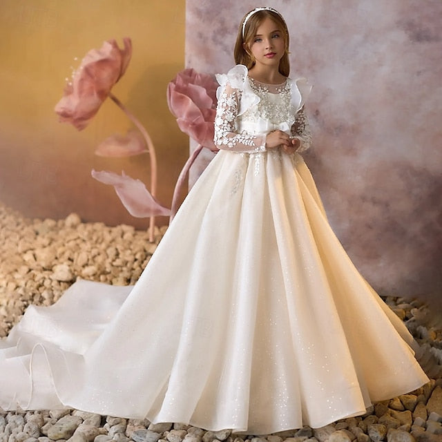 Party Kids Dress Solid Color Communion Girls' First