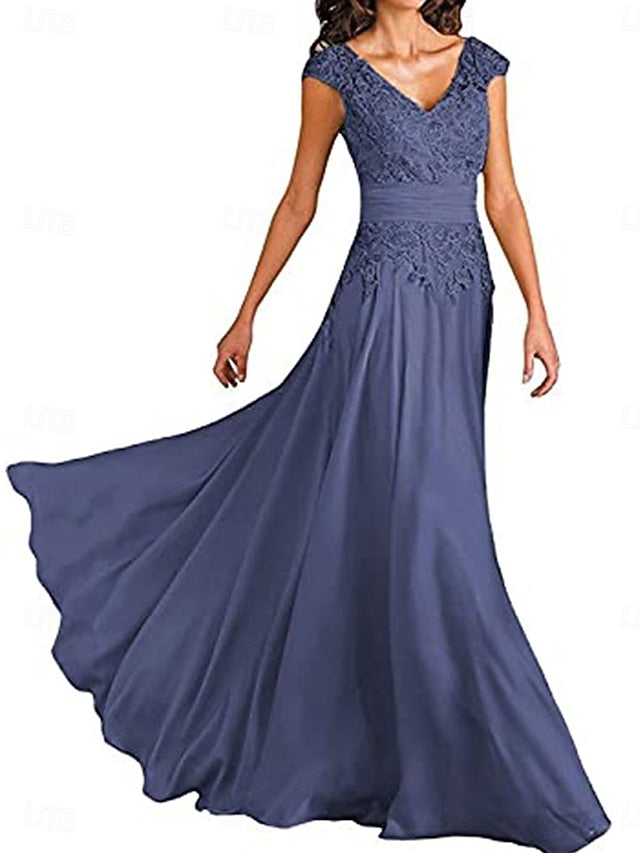 of Elegant Simple the Floor A-Line Mother V Neck Dress Bride