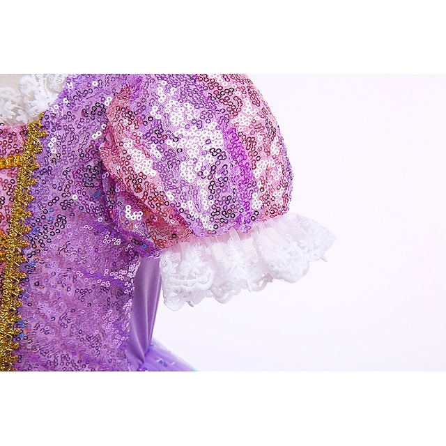 Flower Cosplay Princess Rapunzel Dress Girl Cloak