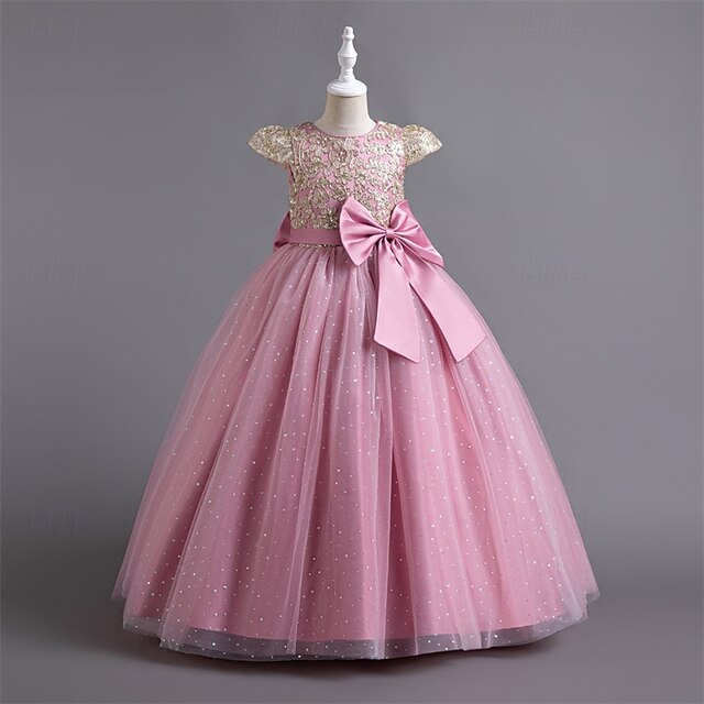 Color Girls' Party Kids Dress Block Flower Girl