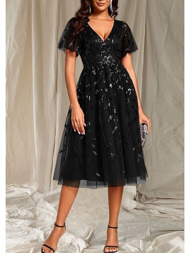 A-Line Wedding V Guest Neck Elegant of Bride Dress Mother the