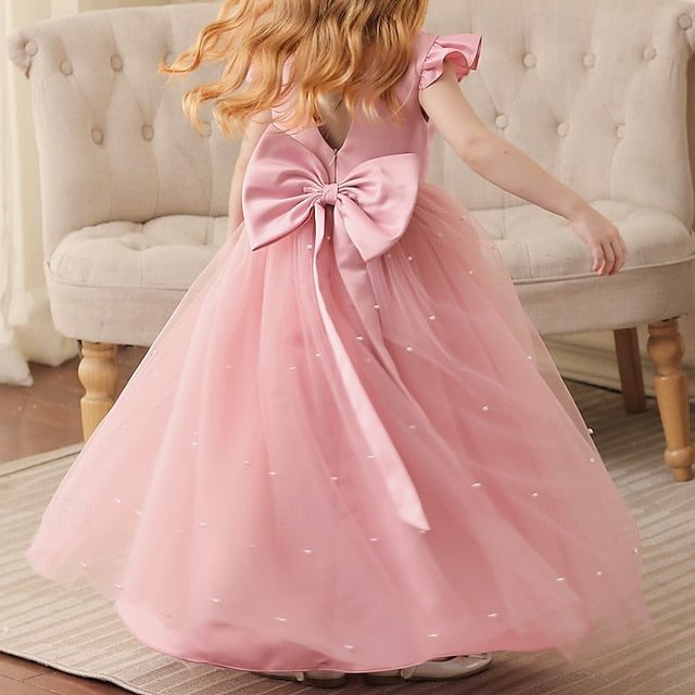 Dress Color Solid Flower Kids Party Girls' Girl
