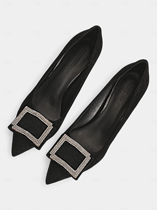 Pointed – Heels Buckle Toe Champagne Elegant Women's