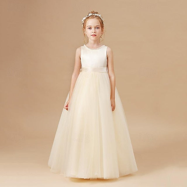 Party Dress Kids Flower Color Solid Girl Girls'