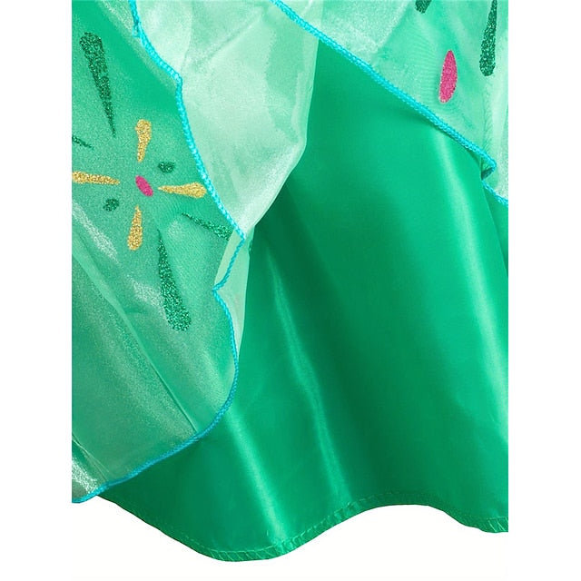 Princess Anna Party Flower Fairytale Frozen Theme Dress Girl