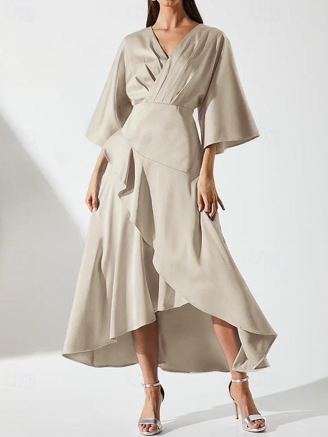SkyA-Line Luxurious Mother Simple of Bride the V Elegant Dress