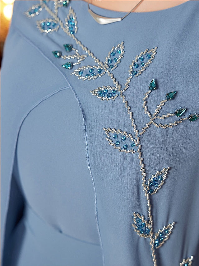 Neck Floor Dress A-Line Bride Mother Elegant Length the of V