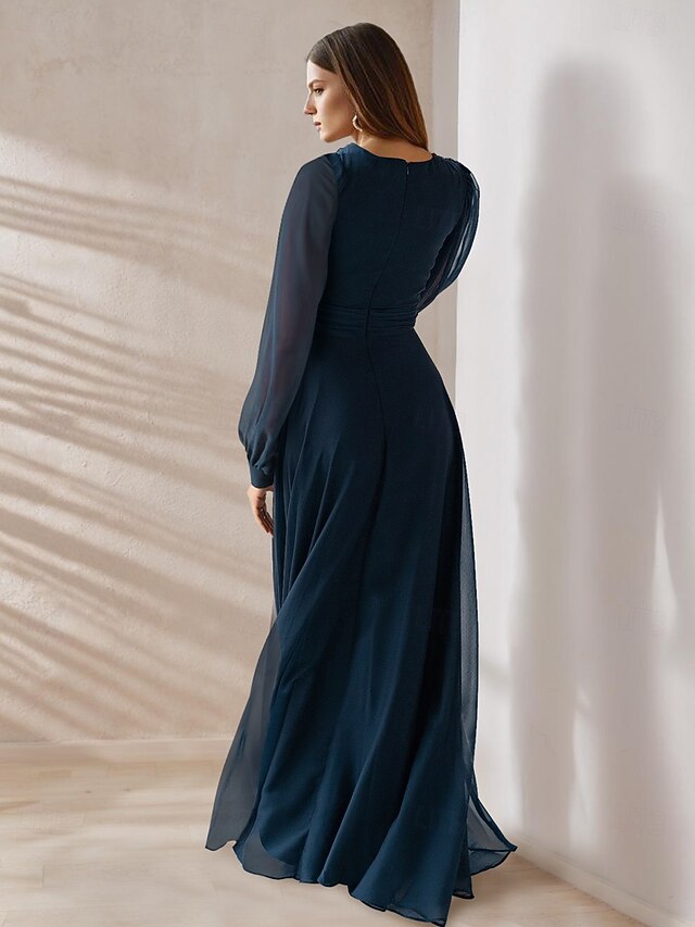 Neck A-Line Length V Mother of Party Elegant Floor the Bride