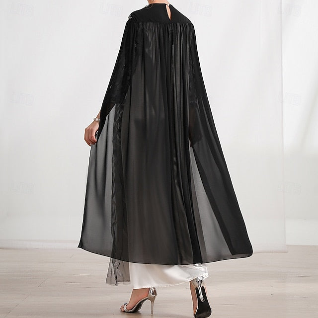 Cape A-Line of Mother Bride Dress Crew Elegant Neck the