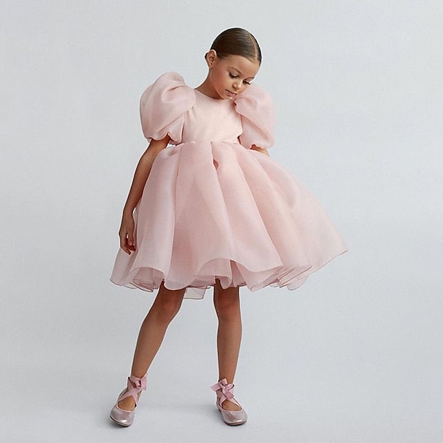 Dress Flower Party Color Girl Girls' Kids Solid