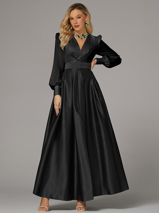 Split High Gown Guest Wedding Evening A-Line Floor Formal Dress