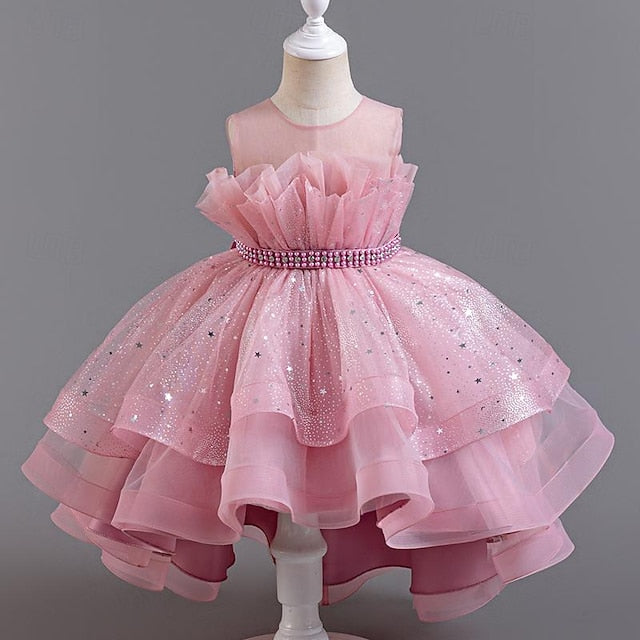 Party Kids Girl Sleeveless Flower Sequin Girls' Dress