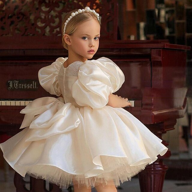 Girl Color Kids Party Solid Girls' Flower Dress Long