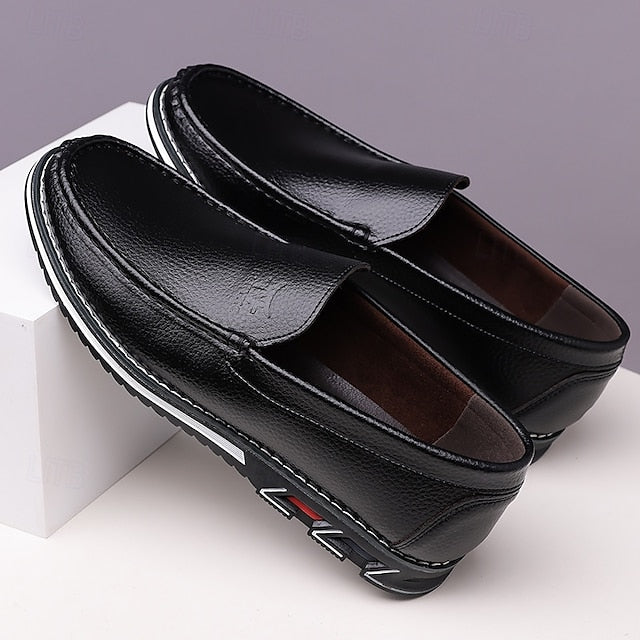 Men's Blue Faux Leather Slip-On Loafers with Durable Sole