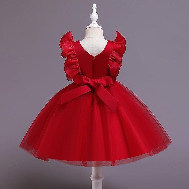 Sequin Solid Flower Girls' Party Dress Color Kids