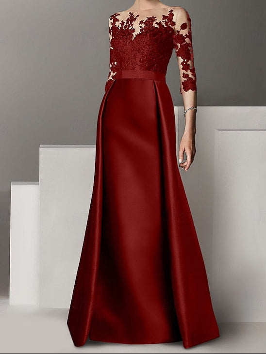 Elegant Sweep Gown Dress Brush A-Line / Wedding Evening Guest