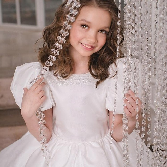Girl Color Kids Party Solid Girls' Flower Dress Long