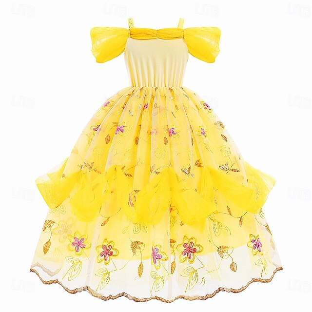 and Girl Flower Dress the Beauty Belle Beast Princess Cute