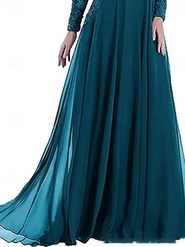 Crew the Neck A-Line Mother of Floor Elegant Party Dress Bride