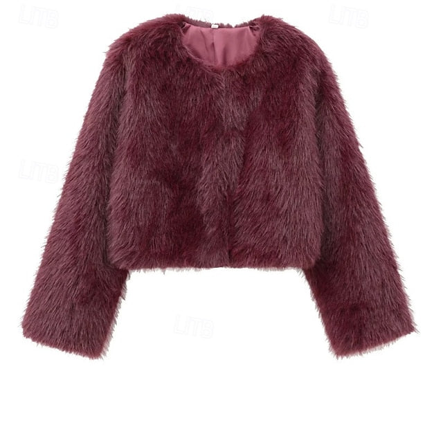Faux Fur Comfortable Women's Warm Coat Furs Leathers