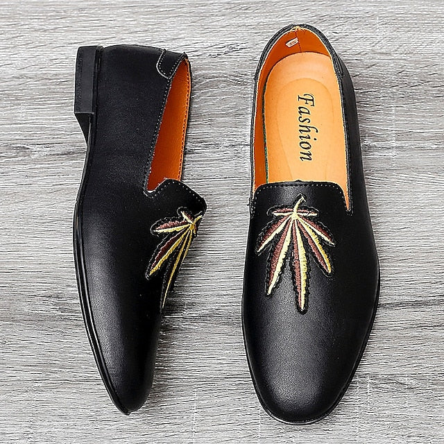 Men's Prom Shoes - White Faux Leather Loafers with Feather