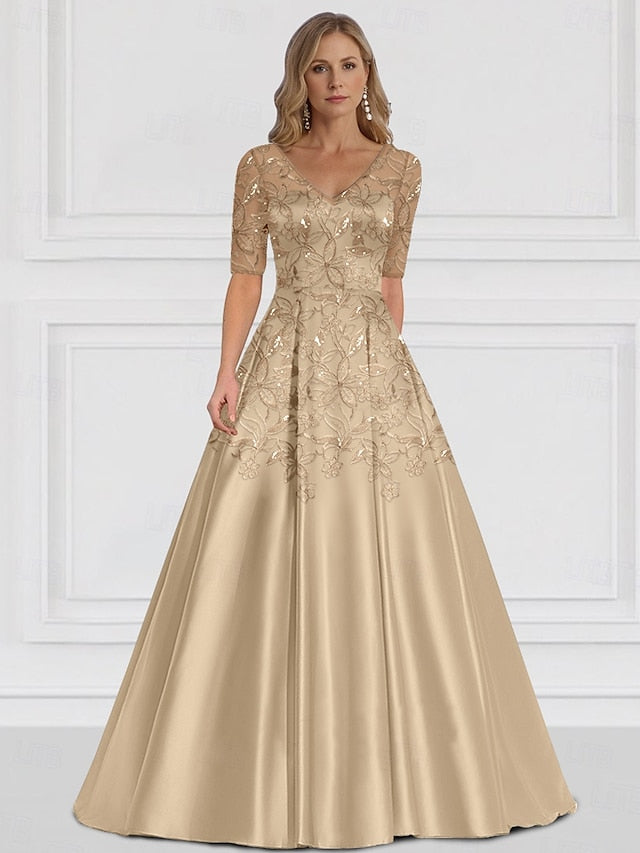 of Bride the V A-Line Dress Elegant Simple Guest Wedding Mother