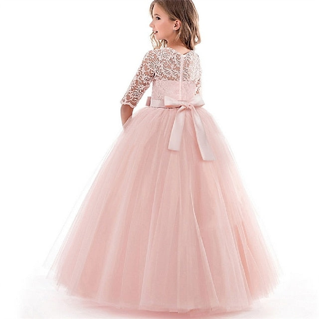 Dress Girls' Wedding Flower Girl Half Sleeve Kids