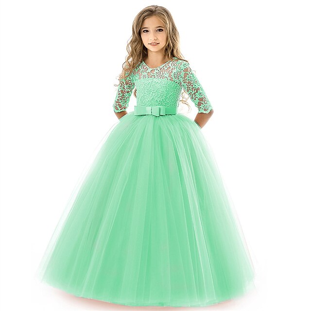 Dress Girls' Wedding Flower Girl Half Sleeve Kids