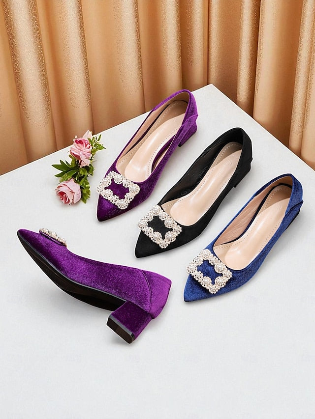 Pearl Glitter Purple Toe and Women's Flats Pointed with