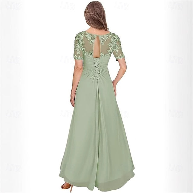 Mother Neck Dress Simple Bride the V of Elegant A-Line