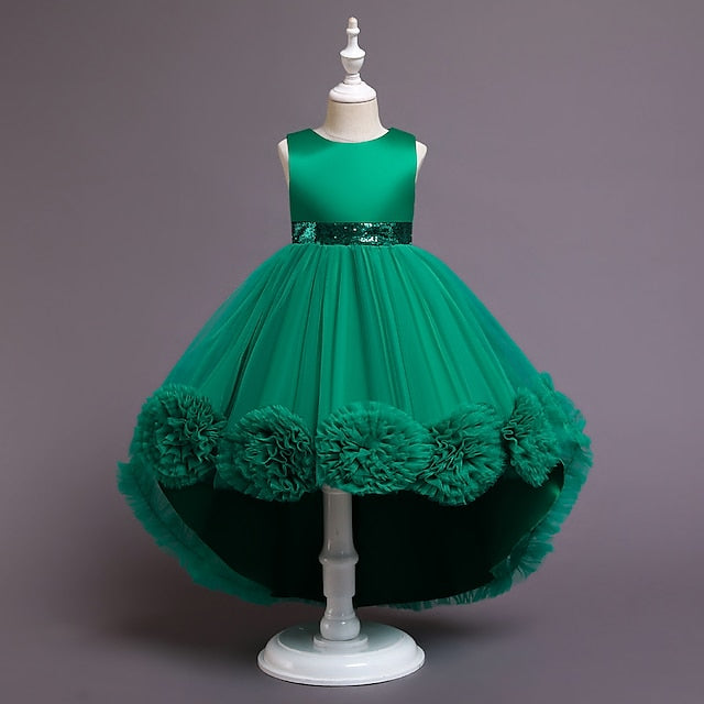 Kids Solid Short Colored Girls' Flower Dress Girl