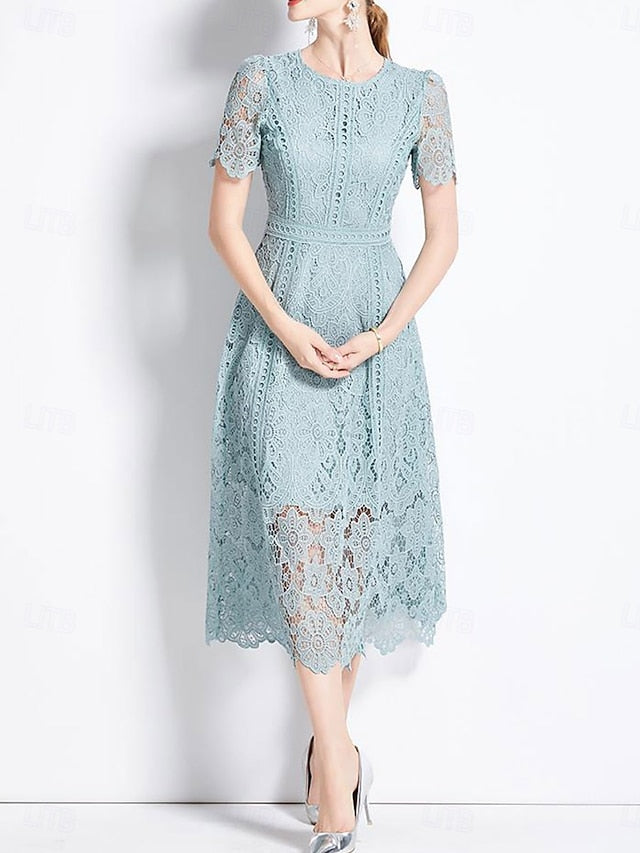 Tea of Mother Length Crew Dress Elegant the Neck Bride