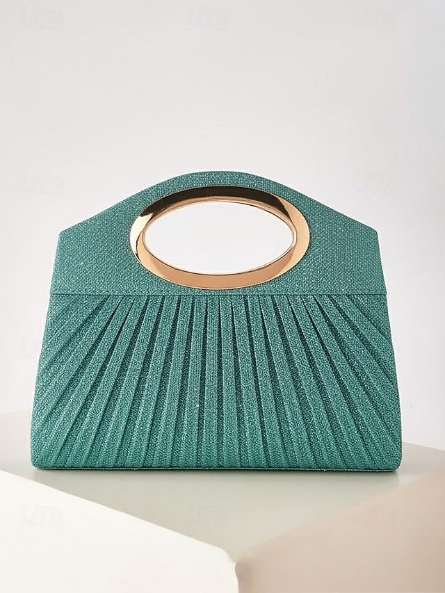 Gold Handle Women's Glitter with Evening Clutch Bag