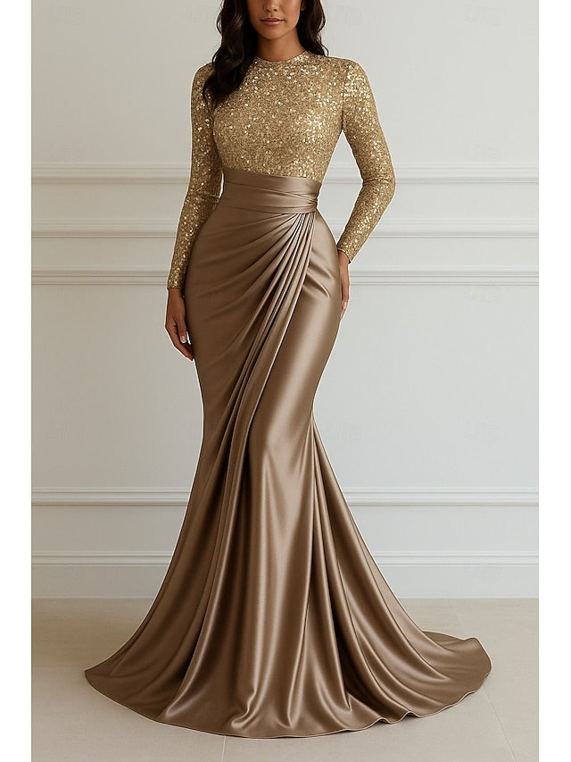 Floor Gown Dress Evening Sequin Formal Elegant Mermaid Wedding