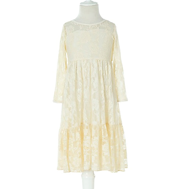 Flower Colored Kids Girl Girls' Long Solid Dress