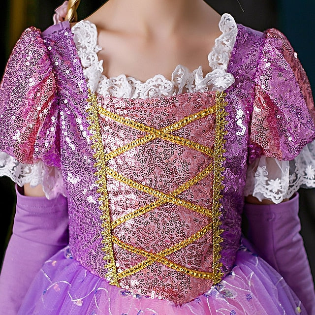 Flower Cosplay Princess Rapunzel Dress Girl Cloak