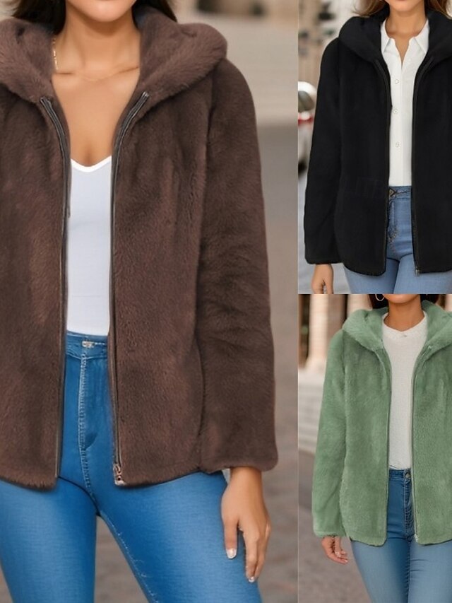 Jacket Zipper Women's Warm Comfortable Pocket Casual