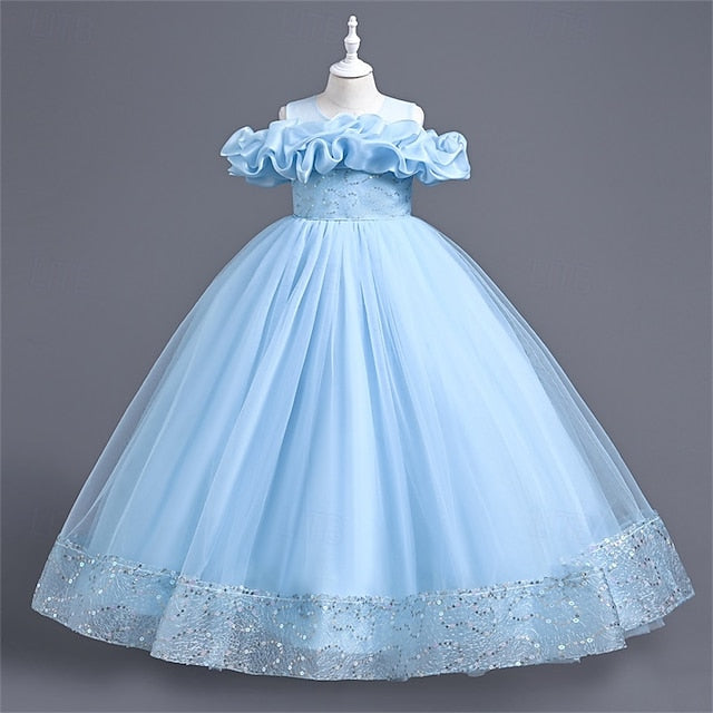 Girls' Kids Color Dress Girl Flower Party Solid